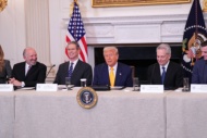 Gianni Infantino, President, Fédération Internationale de Football Association (FIFA), displays the World Cup Trophy prior to United States President Donald J Trump making remarks at The White House Digital Assets (Crypto) Summit in the State Dining Room of the White House in Washington, DC, US, on Friday, March 7, 2025. Credit: Chris Kleponis / CNP. 07 Mar 2025 Pictured: United States President Donald J Trump makes remarks at The White House Digital Assets (Crypto) Summit in the State Dining Room of the White House in Washington, DC, US, on Friday, March 7, 2025. Pictured with the President from left to right: United States Secretary of Commerce Howard Lutnick, United States Secretary of the Treasury Scott Bessent, David O Sacks, Chair, President's Council of Advisors on Science and Technology and White House AI. Photo credit: Chris Kleponis - CNP / MEGA 