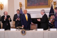 Gianni Infantino, President, Fédération Internationale de Football Association (FIFA), displays the World Cup Trophy prior to United States President Donald J Trump making remarks at The White House Digital Assets (Crypto) Summit in the State Dining Room of the White House in Washington, DC, US, on Friday, March 7, 2025. Credit: Chris Kleponis / CNP. 07 Mar 2025 Pictured: United States President Donald J Trump arrives to make remarks at The White House Digital Assets (Crypto) Summit in the State Dining Room of the White House in Washington, DC, US, on Friday, March 7, 2025. At left is US Secretary of Commerce Howard Lutnick and US Secretary of the Treasury Scott Bessent and at right is David O Sacks, Chair, President's Council of Advisors on Science and Technology and White House AI. Photo credit: Chris Kleponis - CNP / MEGA 